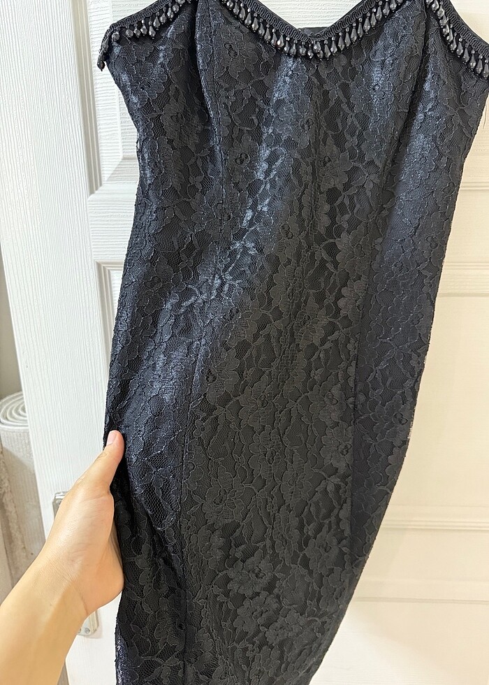 Siyah Dantelli ve Ceketli Mini Abiye Elbise - Görsel 5