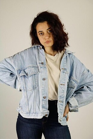 diğer Beden Oversize Vintage Unisex Kot Ceket