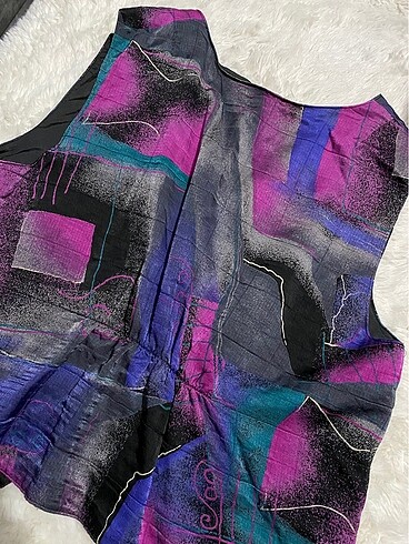 diğer Beden Oversize Unisex Vintage Saten Yelek