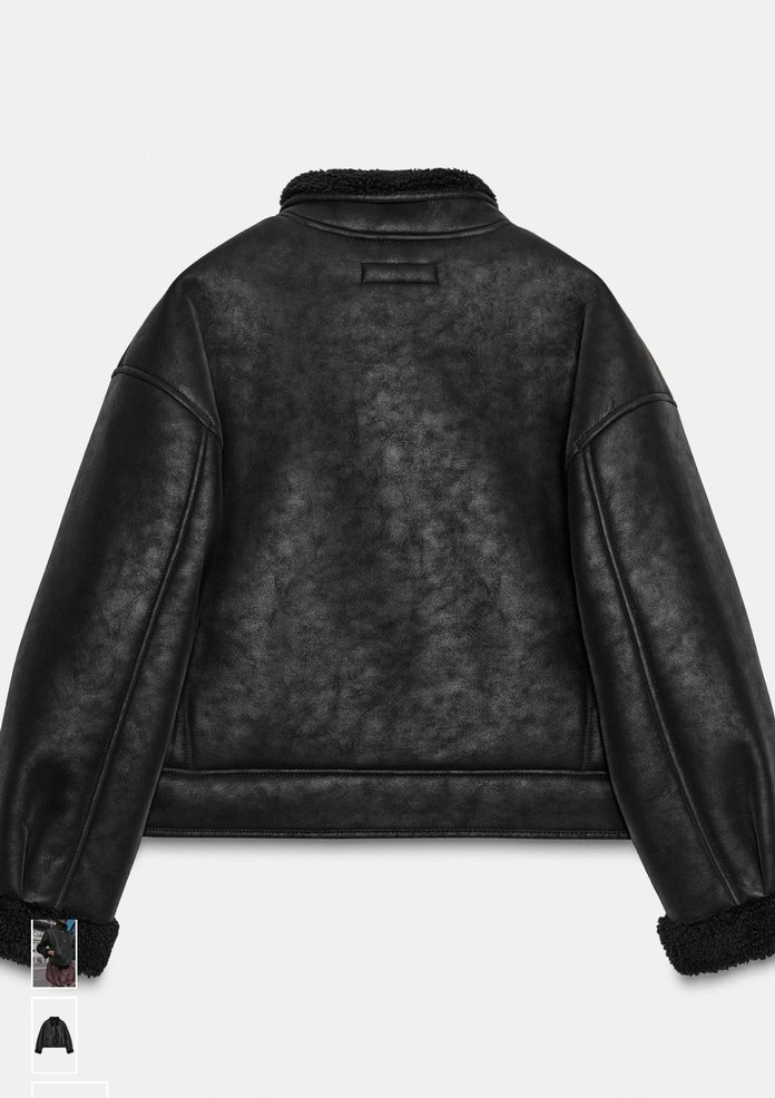 Zara Düğmeli Siyah Deri Kadın Ceket - Görsel 3