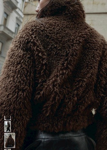 Zara Kahverengi Peluş Kadın Ceket - Görsel 5