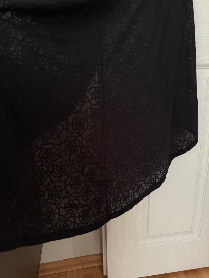 Siyah midi Salaş Drapeli Etek penti - Görsel 3