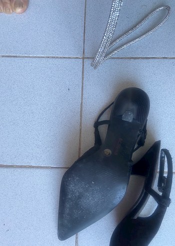 Diğer Koyu Siyah Desenli Gotik Stiletto