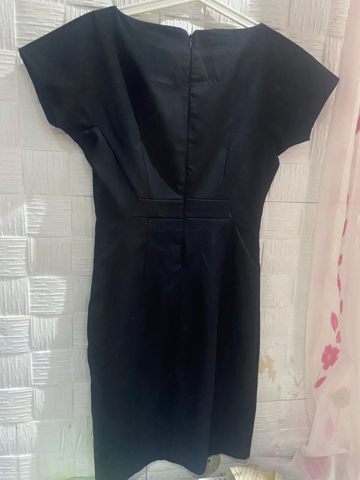 Stefanel Siyah Midi Kumaş  elbise - Görsel 2