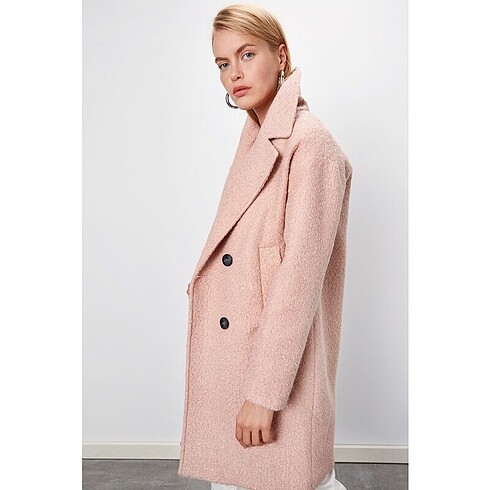Toz Pembe kaşe Kaban