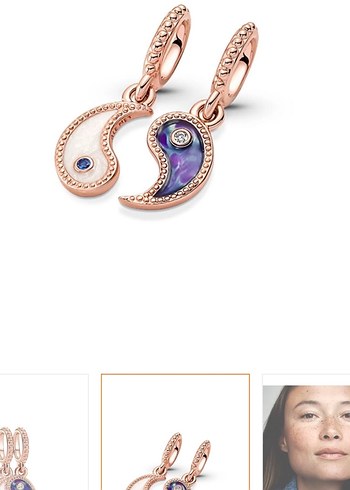 Mor Tie-Dye Boncuklu Yin Yang Charm Pandora - Görsel 2