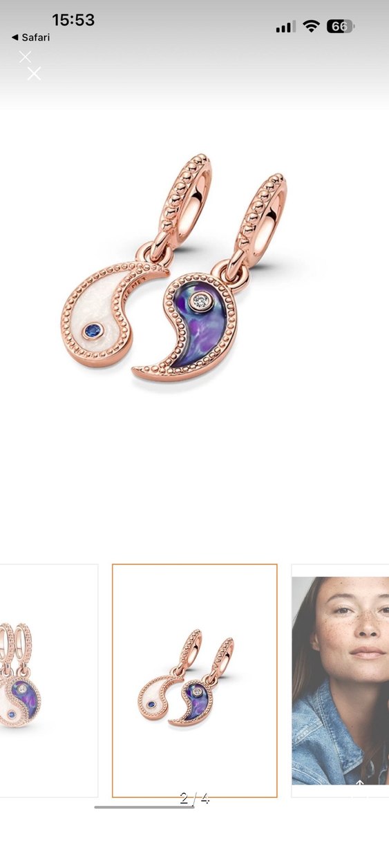 Mor Tie-Dye Boncuklu Yin Yang Charm Pandora - Görsel 2