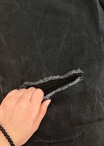 Kadın Siyah Bol Kesim yırtık Kot Pantolon - Görsel 2