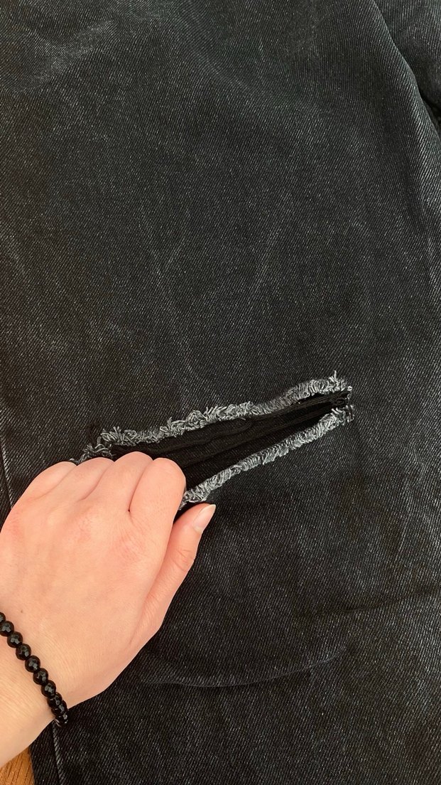 Kadın Siyah Bol Kesim yırtık Kot Pantolon - Görsel 2