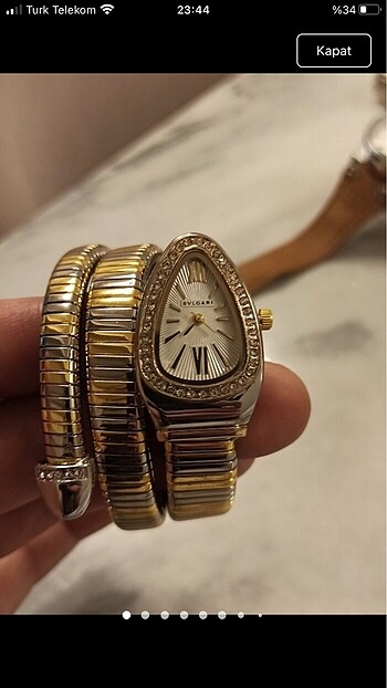  Beden Bvgari yılan model çelik kasa kol saat