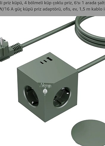 3 lü küp priz ve usb bağlantısı pd 20 watt