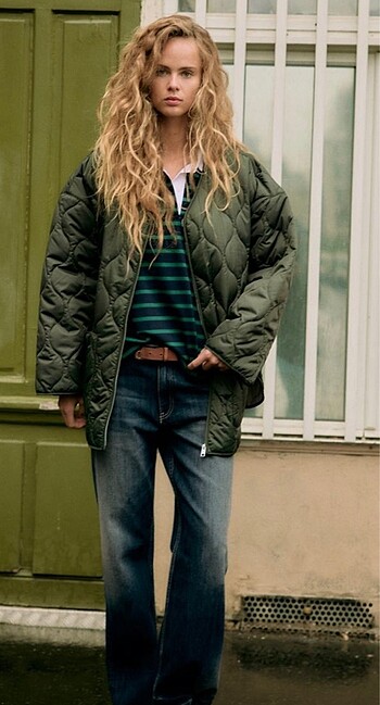 xs Beden Zara capitone oversize su geçirmez