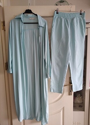 Su yeşili tunik pantolon