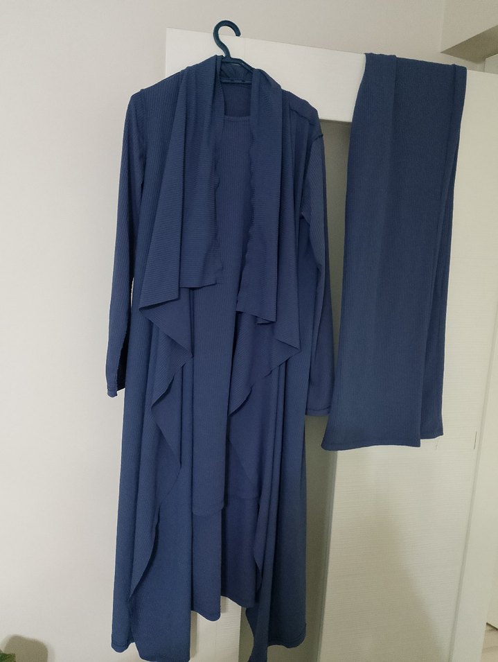 Uzun Lacivert Kadın Sabahlık - Görsel 2