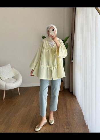 Sarı Bağcıklı Kadın Tunik - Görsel 3