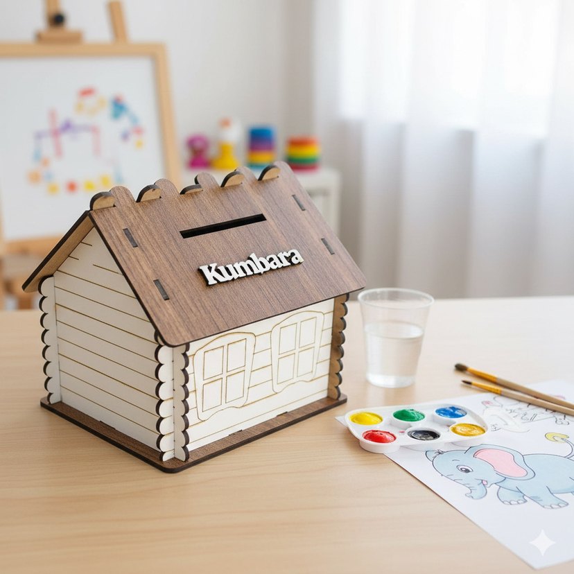 Boyanabilir Ahşap Kumbara - Görsel 3