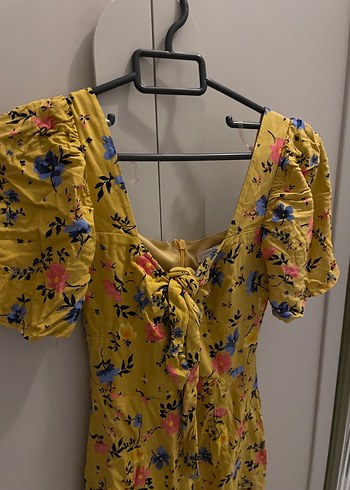 LC Waikiki Sarı Mini Çiçekli Bohem Elbise