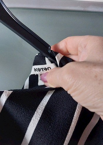 Siyah Beyaz Çizgili Elbise xs/s - Görsel 6