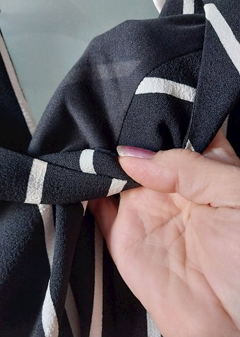 Siyah Beyaz Çizgili Elbise xs/s - Görsel 8