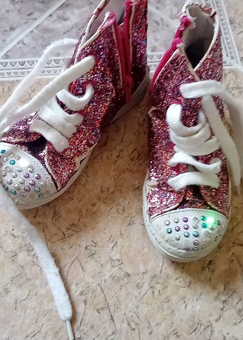 Pembe Parlak Nakışlı Kız Çocuk Spor Ayakkabı