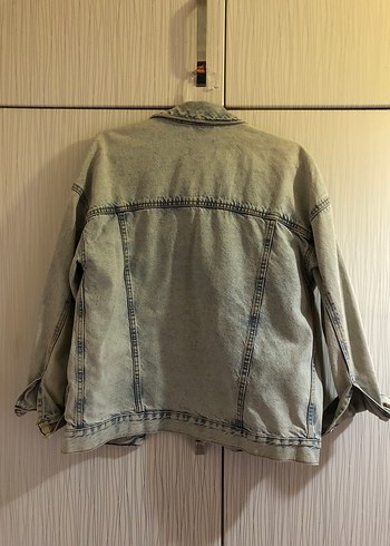 Bershka Bershka Gri Düğmeli Salaş Kadın Denim Ceket