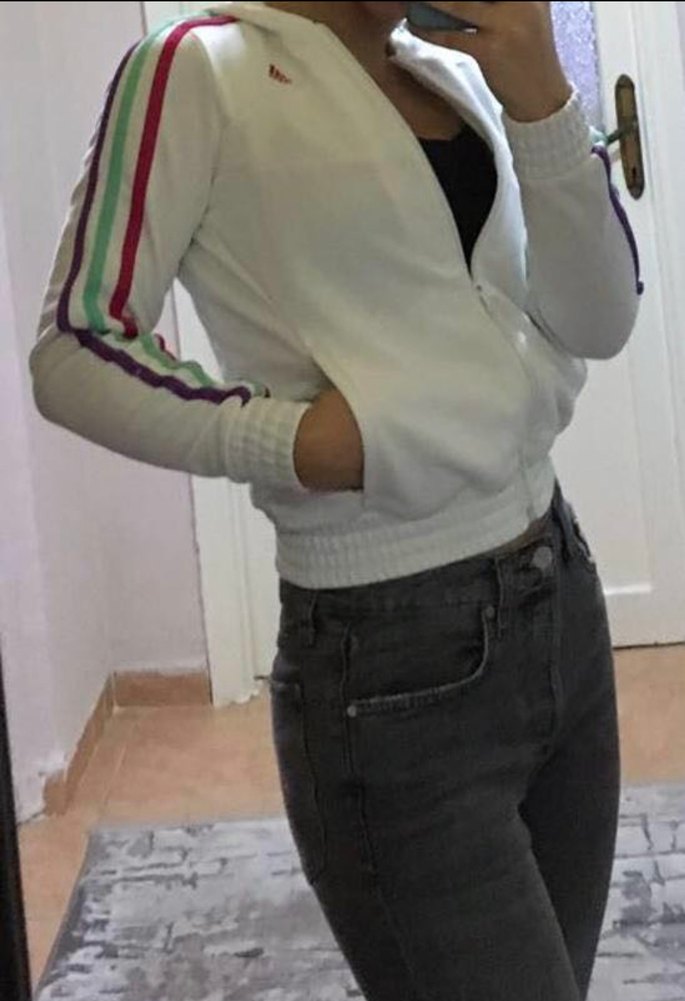 Beyaz Fermuarlı Kadın Sweatshirt - Görsel 2