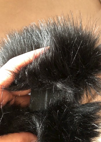 Gri Leopar Desenli Kadın Kürk Yaka - Görsel 4