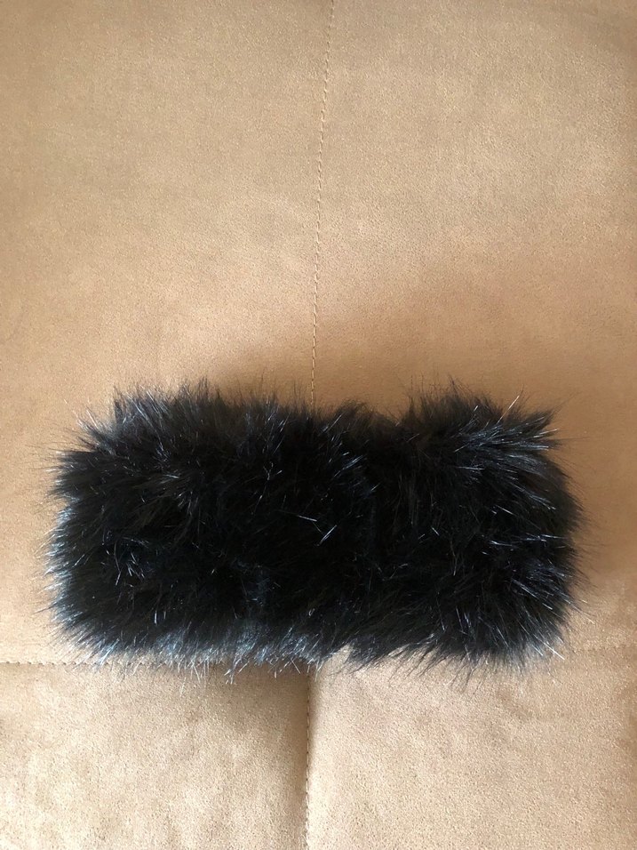 Gri Leopar Desenli Kadın Kürk Yaka - Görsel 2