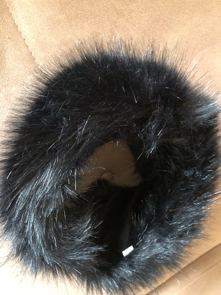 Gri Leopar Desenli Kadın Kürk Yaka - Görsel 3