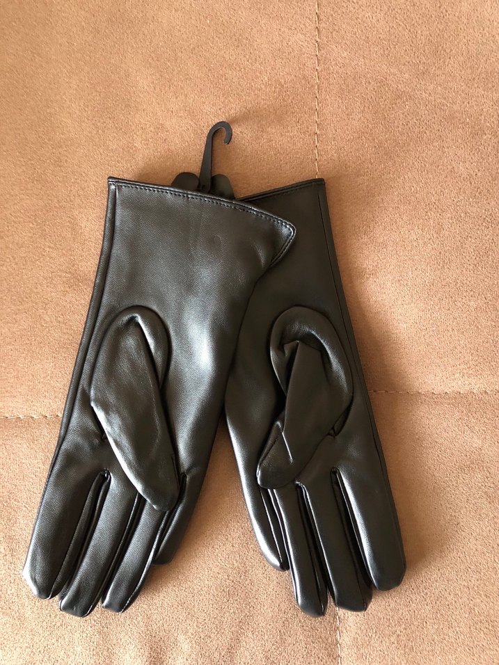 Siyah Deri Kadın Eldiveni Tokalı - Görsel 2