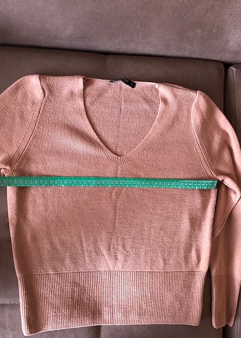 Bej V Yaka Uzun Kollu Kadın Kazak - Görsel 3