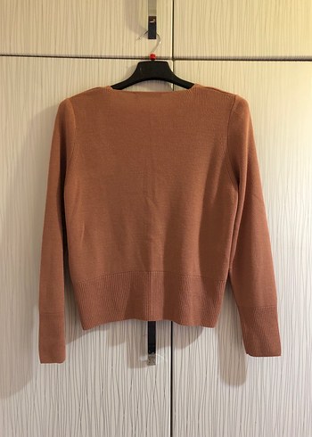 Bej V Yaka Uzun Kollu Kadın Kazak - Görsel 2