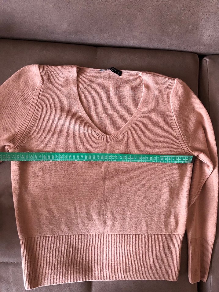 Bej V Yaka Uzun Kollu Kadın Kazak - Görsel 3