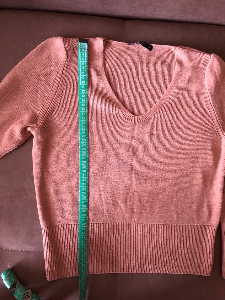 Bej V Yaka Uzun Kollu Kadın Kazak - Görsel 4