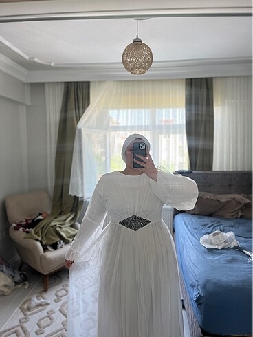 Beyaz elbise ( tesettür nikah elbisesi)