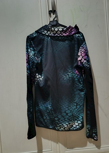 Mor Yılan Desenli Fermuarlı Kadın Ceket - Görsel 2