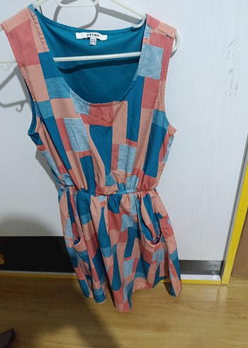 Renkli Desenli Kemerli Midi Elbise - Görsel 2