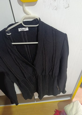 Siyah Kadın Triko Hırka, Uzun Kollu, Midi Boy - Görsel 2