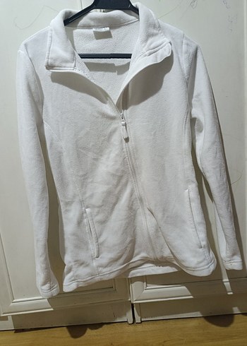 Beyaz Kadın Fermuarlı Sweatshirt