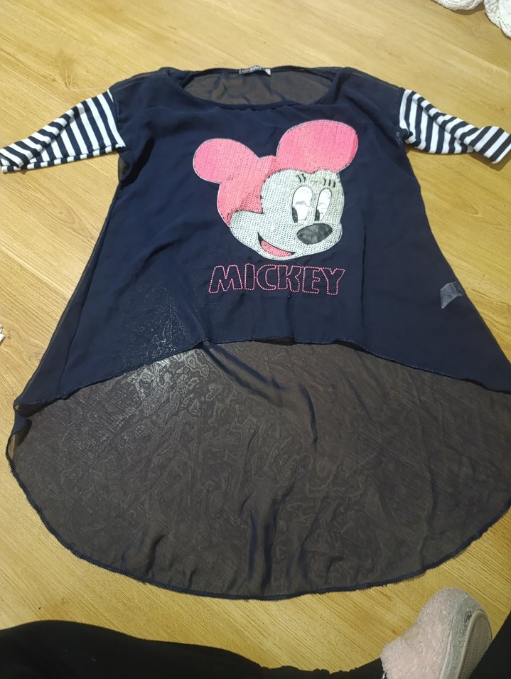 Gri Mickey Baskılı Kız Tişörtü - Görsel 3