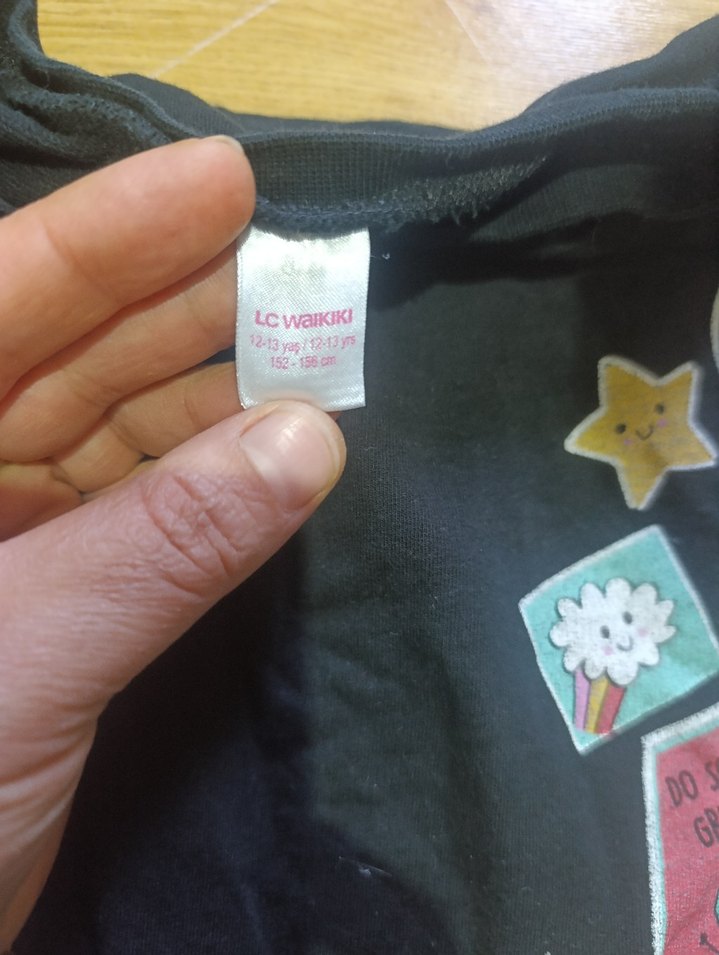 Kız Çocuk Siyah Uzun Kollu Baskılı Sweatshirt - Görsel 2