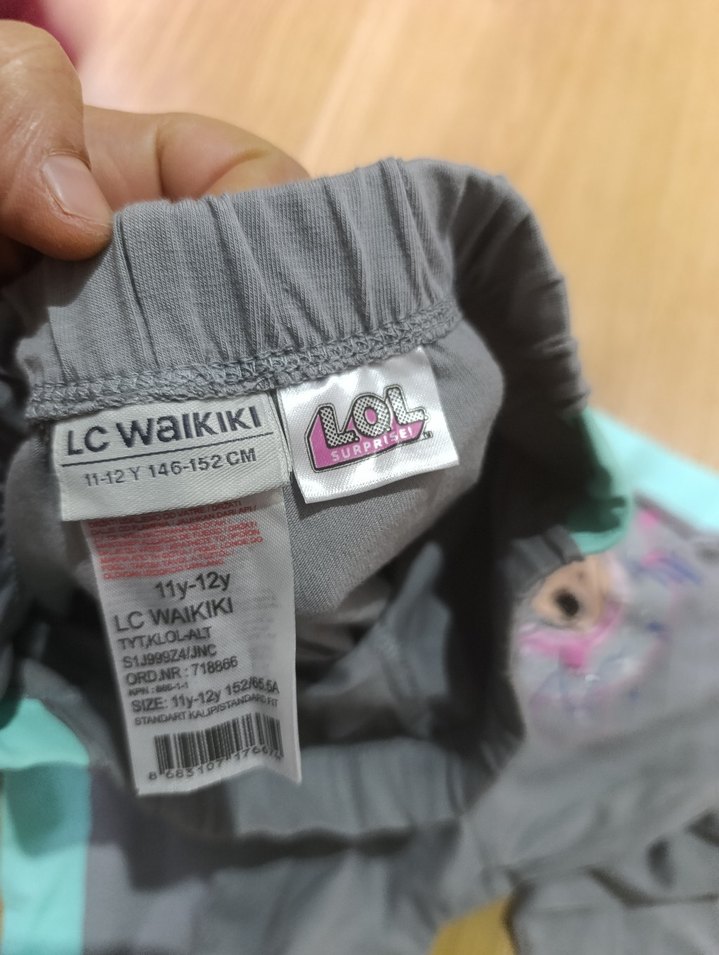 Kız Çocuk Gri Baskılı Tayt - Görsel 3