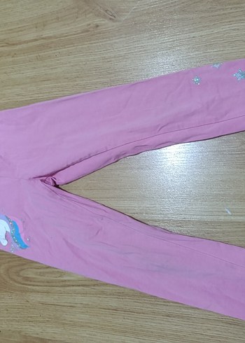 Kız Çocuk Pembe Baskılı Tayt Velcro Detaylı - Görsel 2