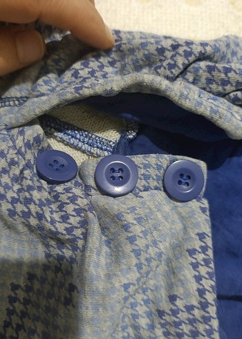 Gri Kapüşonlu Düğmeli Hamile Hırkası - Görsel 2