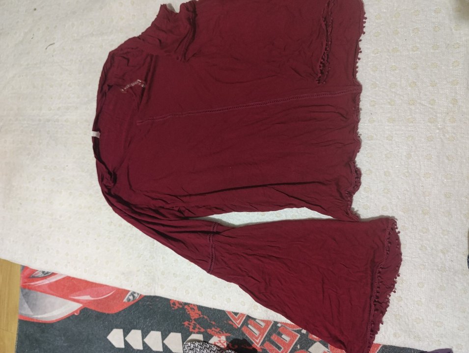 Bordo Bohem Uzun Kollu Hamile Tunik - Görsel 3