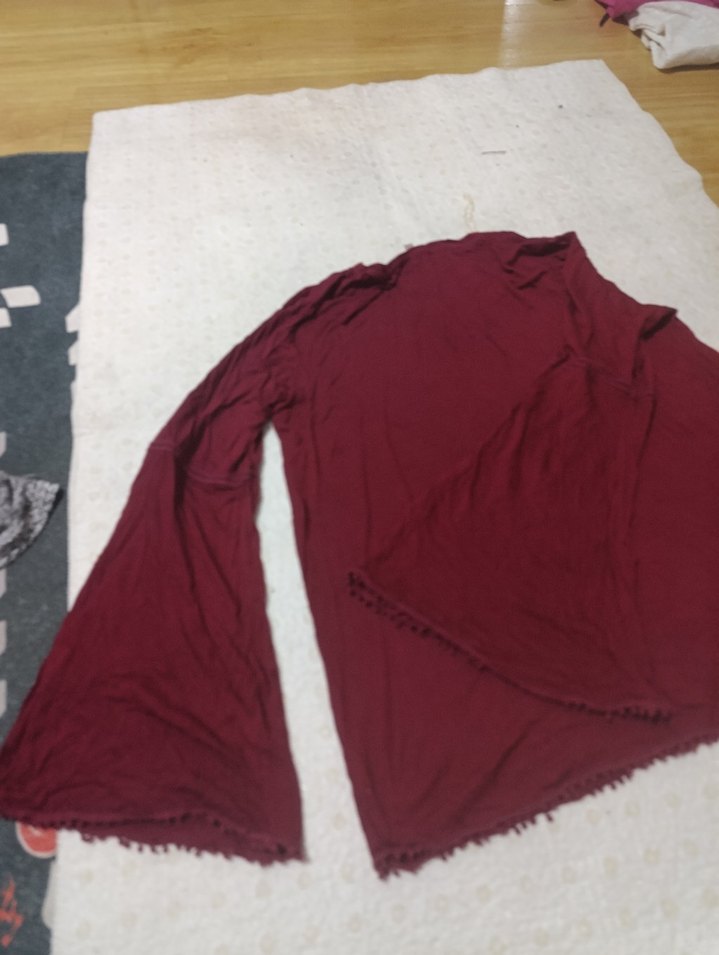 Bordo Bohem Uzun Kollu Hamile Tunik - Görsel 2