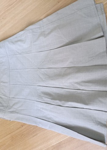 Bej Midi Hamile Piliseli Keten Etek - Görsel 2