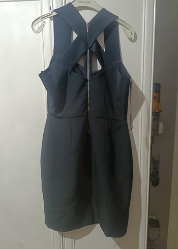 Siyah Drapeli V Yakalı Midi Elbise - Görsel 2