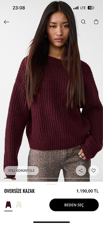 Stradivarius bordo kazak
