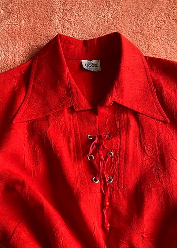 Kırmızı vintage gömlek - Görsel 3